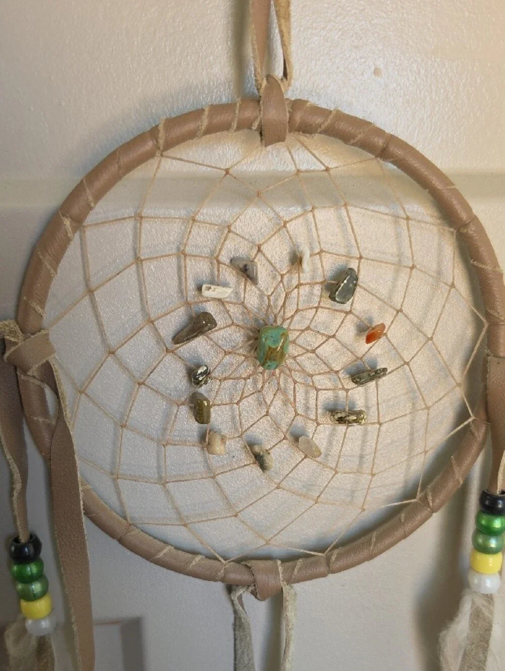 Authentic Native American Handmade Dreamcatcher with Feather and Bead Accents